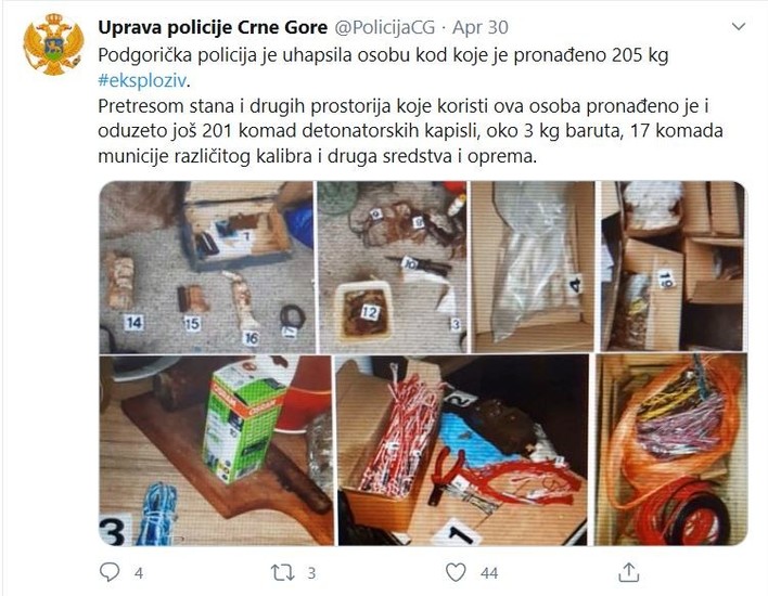 Montenegro-avmp/Weapon-seizure-twitter