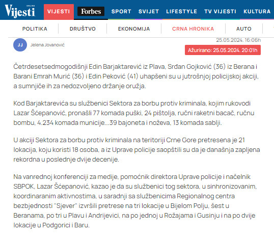 Montenegro-avmp/Zaplijenili-123-komada-oruzja-u-osam-opstina-cetiri-osobe-uhapsene-nelegal_11