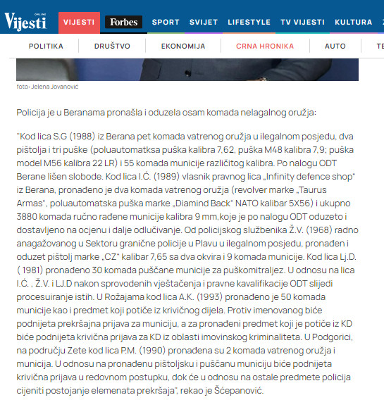 Montenegro-avmp/Zaplijenili-123-komada-oruzja-u-osam-opstina-cetiri-osobe-uhapsene-nelegal_2