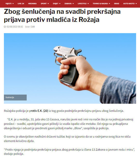 Montenegro-avmp/Zbog-senlucenja-na-svadbi-prekrsajna-prijava-protiv-mladica-iz-Rozaja---C