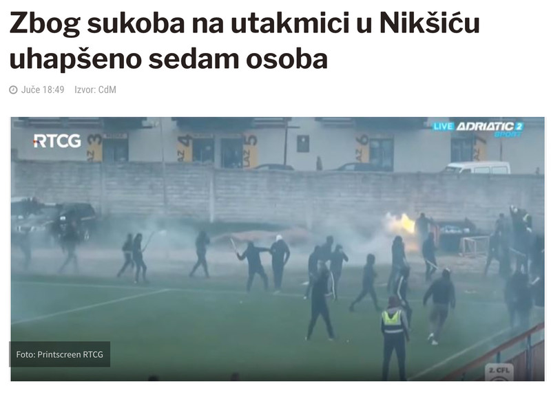 Montenegro-avmp/Zbog-sukoba-na-utakmici-u-Niksicu-uhapseno-sedam-osoba---CdM