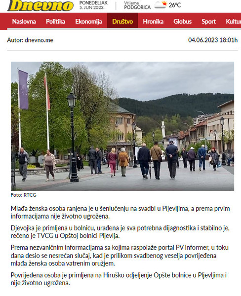 Montenegro-avmp/Zenska-osoba-ranjena-u-senlucenju-na-svadbi-u-Pljevljima