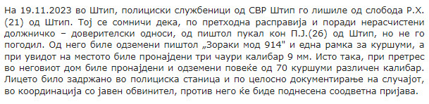North-Macedonia/19.11.2023-Shtip