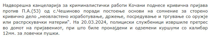 North-Macedonia/20.03.2024-Chesinovo