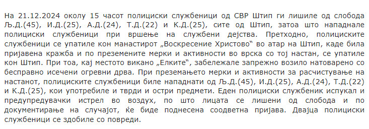 North-Macedonia/21.12.2024-Shtip