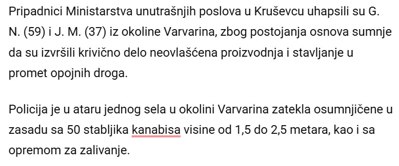 Serbia-avmp/50-STABLJIKA-KANABISA-MUNICIJA...-Policija-uhapsila-dvojicu-muskaraca-iz-okoline-Varvarina-FOTO_2