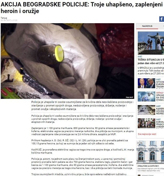 Serbia-avmp/AKCIJA-BEOGRADSKE-POLICIJE_-Troje-uhapseno-zaplenjeni-heroin-i-oruzje