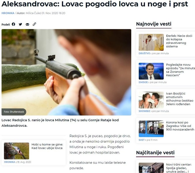 Serbia-avmp/Aleksandrovac_-Lovac-pogodio-lovca-u-noge-i-prst