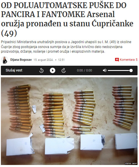 Serbia-avmp/Arsenal-oruzja-pronaden-u-stanu-Cupricanke-49---Blic