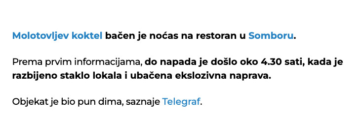 Serbia-avmp/Bacen-Molotovljev-koktel-na-restoran-u-Somboru