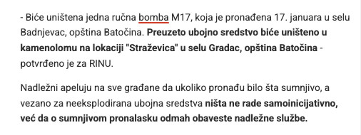 Serbia-avmp/Bomba-pronadena-u-selu-kod-Kragujevca_-Mestanima-upucen-vazan-apel---Blic2