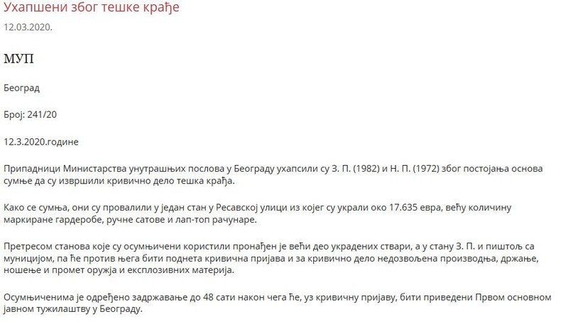 Serbia-avmp/Bulglary