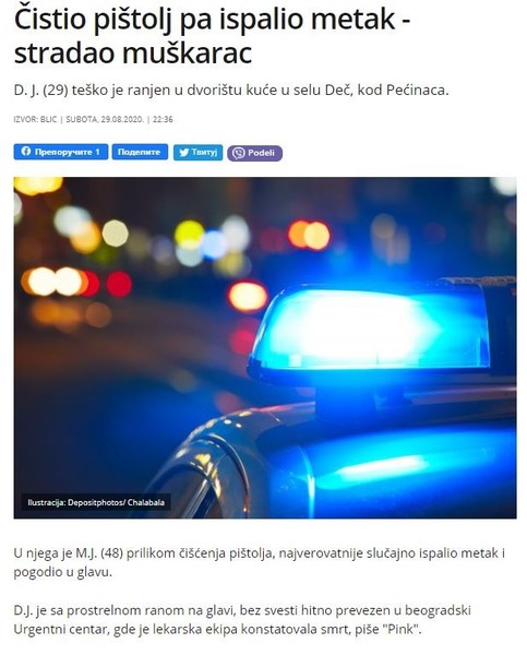 Serbia-avmp/Cistio-pistolj-pa-ispalio-metak---stradao-muskarac