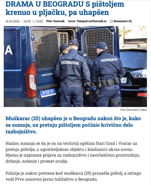 Serbia-avmp/DRAMA-U-BEOGRADU-S-pistoljem-krenuo-u-pljacku-pa-uhapsen---Dnevnik