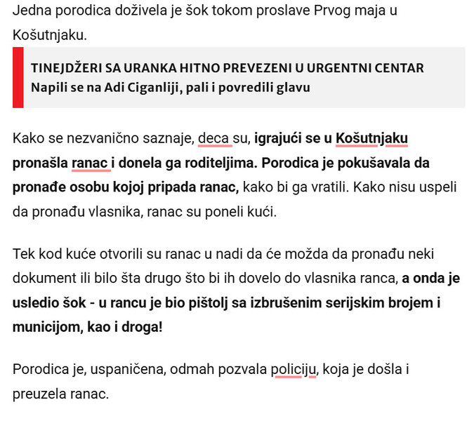 Serbia-avmp/DRAMA-U-KOSUTNJAKU-Deca-pronasla-ranac-sa-PISTOLJEM-I-DROGOM-Roditelji-ga-doneli-kuci-a-kada-su-ga-otvorili-odmah-su-pozvali-policiju_1