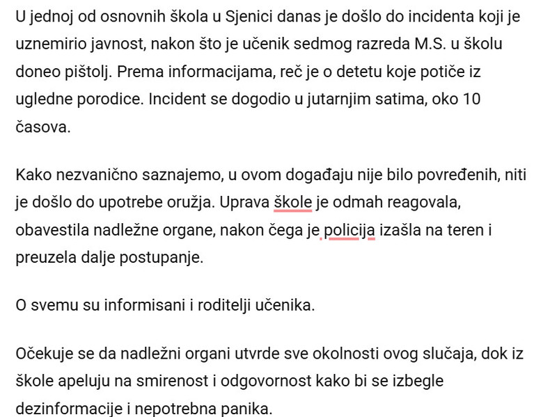 Serbia-avmp/DRAMA-U-SJENICI-Ucenik-7.-razreda-doneo-PISTOLJ-u-skolu-Odmah-reagovala-policija_1