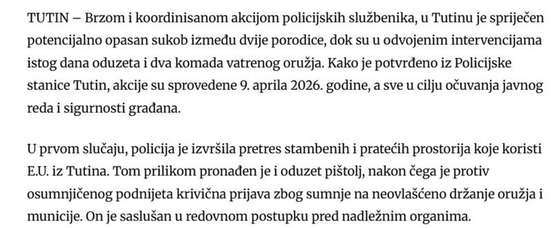 Serbia-avmp/DRAMA-U-TUTINU-SPRIJECENA-U-POSLJEDNJI-CAS-Policija-oduzela-oruzje-i-sprijecila-sukob-izmedu-dvije-porodice_1