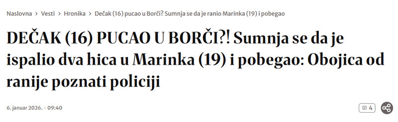 Serbia-avmp/Decak-16-pucao-u-Borci_-Sumnja-se-da-je-ranio-Marinka-19-i-pobegao---Blic