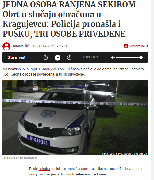 Serbia-avmp/Detalji-obracuna-u-Kragujevcu_-Jedna-osoba-ranjena-sekirom---Blic