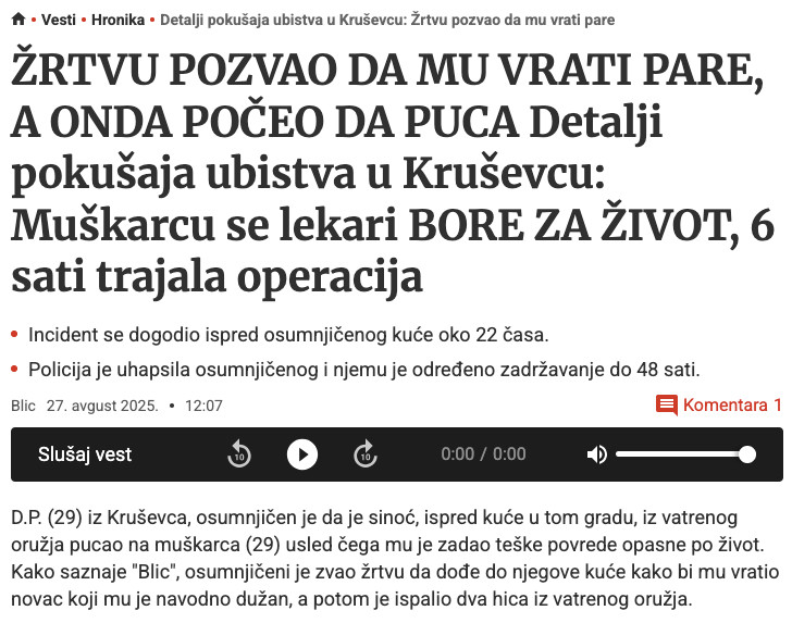 Serbia-avmp/Detalji-pokusaja-ubistva-u-Krusevcu_-Zrtvu-pozvao-da-mu-vrati-pare---Blic