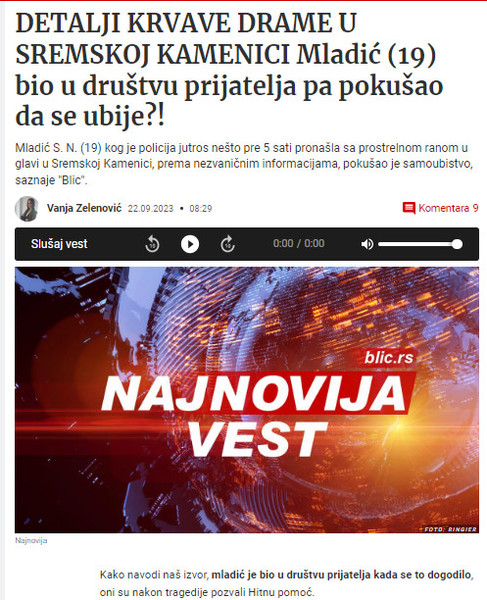 Serbia-avmp/Detalji-pucnjave-u-Sremskoj-Kamenici_-Mladic-19-pokusao-da-se-ubije_