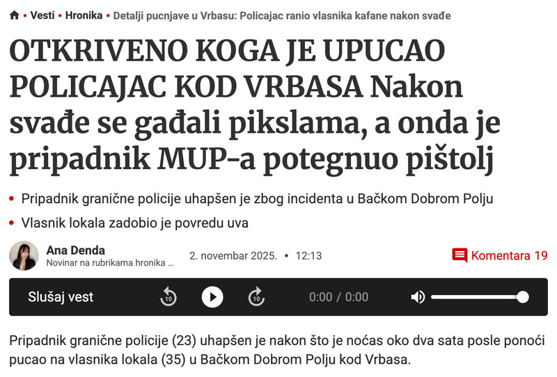 Serbia-avmp/Detalji-pucnjave-u-Vrbasu_-Policajac-ranio-vlasnika-kafane-nakon-svade---Blic