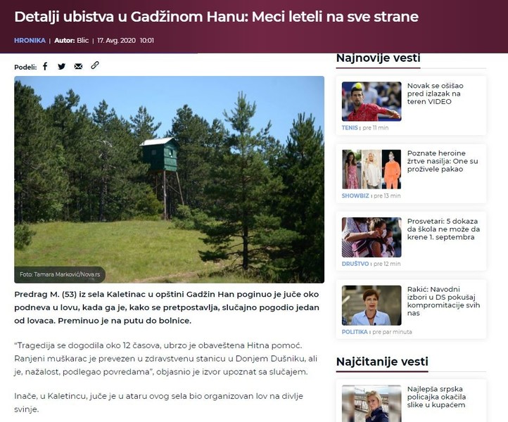 Serbia-avmp/Detalji-ubistva-u-Gadzinom-Hanu_-Meci-leteli-na-sve-strane
