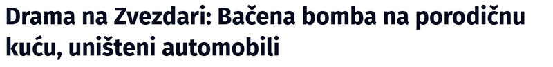 Serbia-avmp/Drama-na-Zvezdari-Bacena-bomba-na-porodicnu-kucu-unisteni-automobili