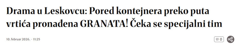Serbia-avmp/Drama-u-Leskovcu-Pored-kontejnera-preko-puta-vrtica-pronadena-GRANATA-Ceka-se-specijalni-tim