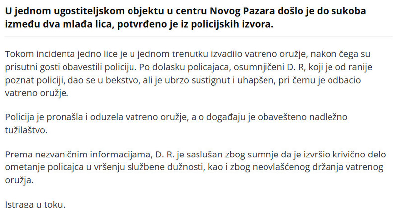 Serbia-avmp/Drama-u-Novom-Pazaru_-Tokom-svade-izvadio-pistolj-usred-lokala-pa-bezao-polici