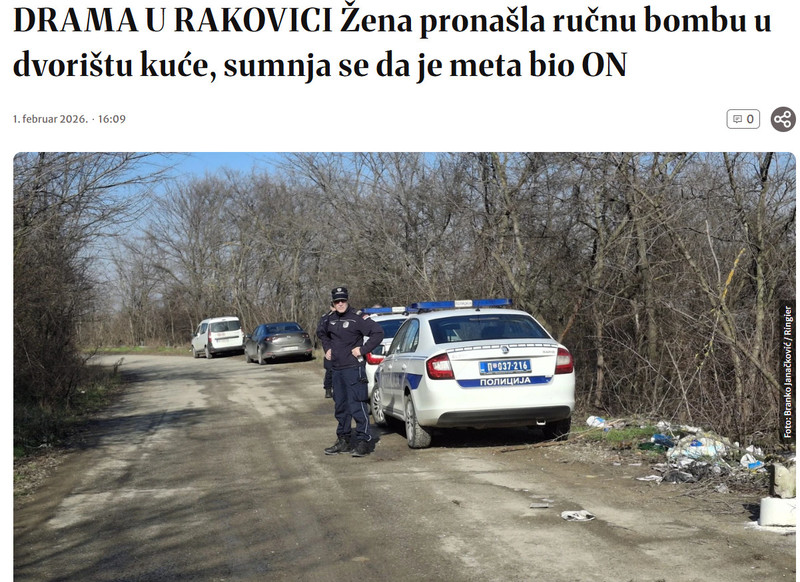 Serbia-avmp/Drama-u-Rakovici_-Zena-pronasla-rucnu-bombu-u-dvoristu-kuce-sumnja-se-da-je-me_1