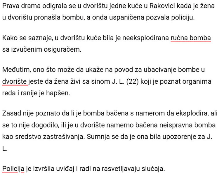 Serbia-avmp/Drama-u-Rakovici_-Zena-pronasla-rucnu-bombu-u-dvoristu-kuce-sumnja-se-da-je-me