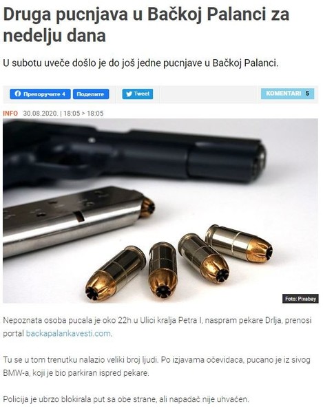 Serbia-avmp/Druga-pucnjava-u-Backoj-Palanci-za-nedelju-dana