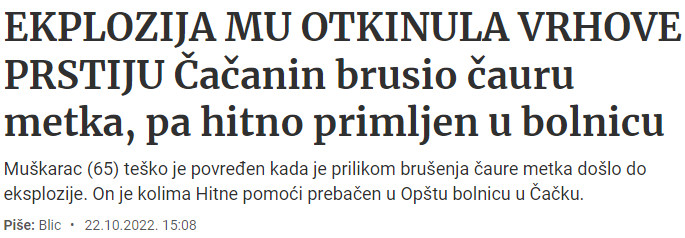 Serbia-avmp/Eksplozija-mu-otkinula-vrhove-prstiju
