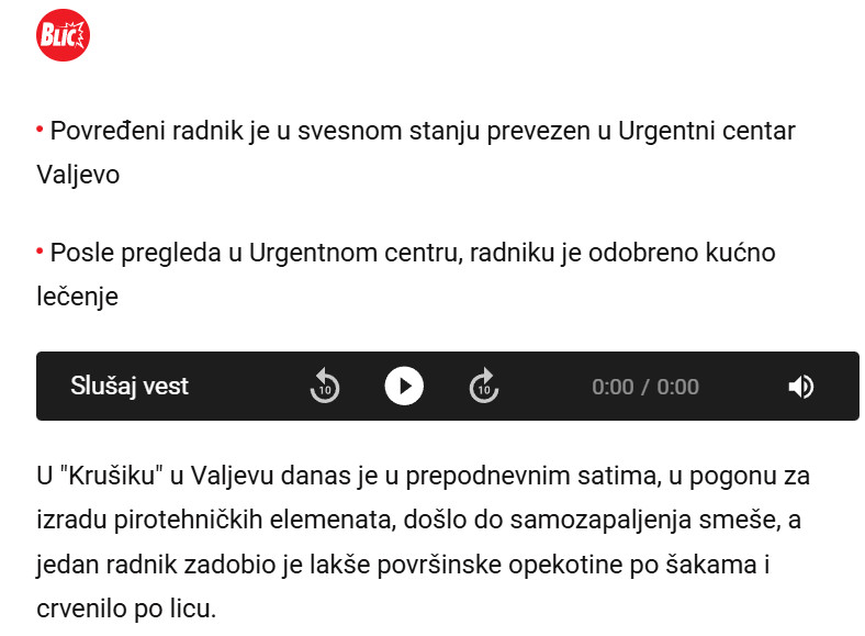 Serbia-avmp/Eksplozija-u-_Krusiku__-Jedna-osoba-povredena---Blic