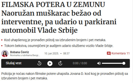 Serbia-avmp/Filmska-potera-u-Zemunu_-Naoruzan-muskarac-bezao-od-interventne---Blic