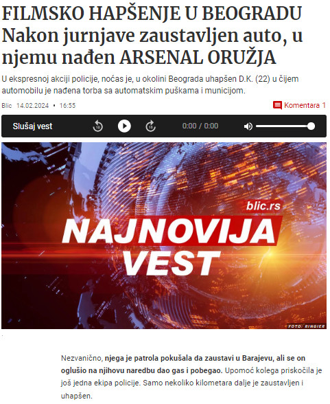 Serbia-avmp/Filmsko-hapsenje-u-Beogradu_-Nakon-jurnjave-zaustavljen-auto-u-njemu-naden-ar
