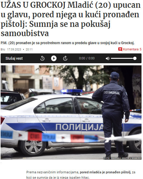 Serbia-avmp/Grocka-samoubistvo