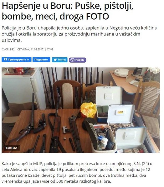 Serbia-avmp/Hapsenje-u-Boru_-Puske-pistolji-bombe-meci-droga