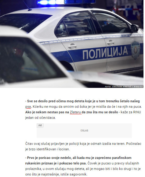 Serbia-avmp/Horor-na-Zlataru_-Muskarac-iz-puske-upucao-psa-policija-odmah-reagovala_1