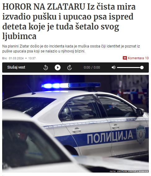 Serbia-avmp/Horor-na-Zlataru_-Muskarac-iz-puske-upucao-psa-policija-odmah-reagovala