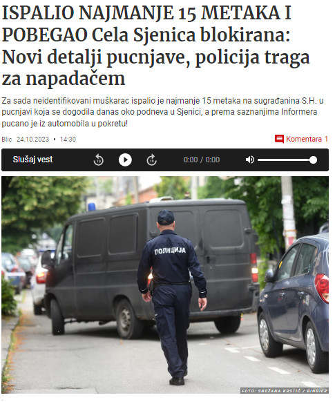 Serbia-avmp/Ispalio-najmanje-15-metaka-i-pobegao_-Cela-Sjenica-blokirana-nakon-pucnjave