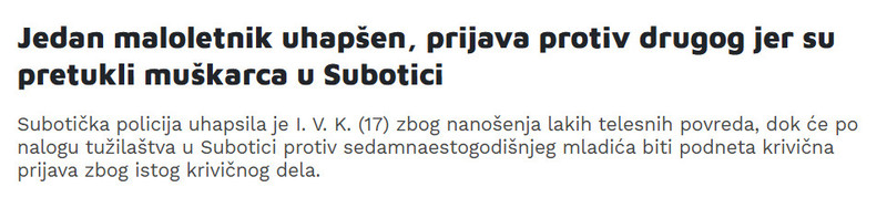 Serbia-avmp/Jedan-maloletnik-uhapsen1