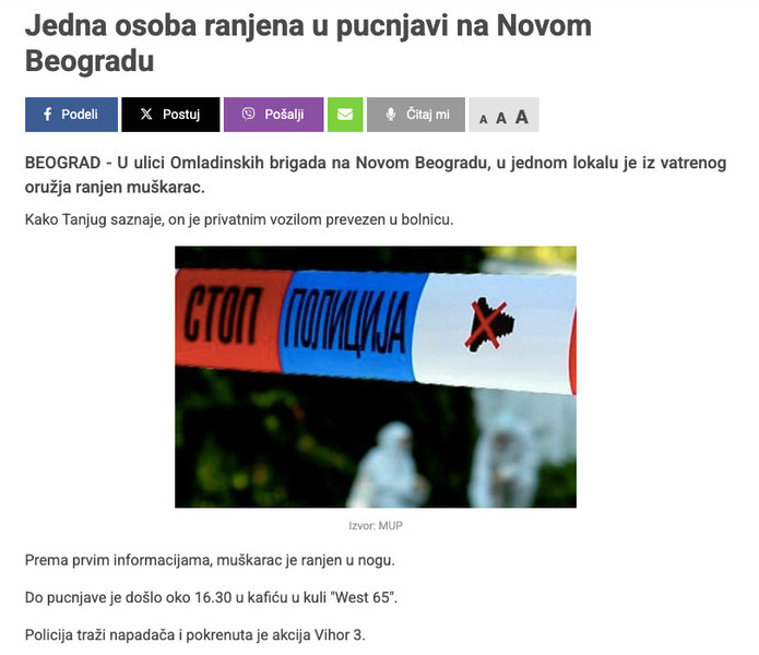 Serbia-avmp/Jedna-osoba-ranjena-u-pucnjavi-na-Novom-Beogradu---JMU-Radio-televizija-Vojvod