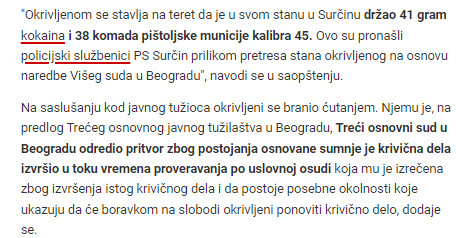 Serbia-avmp/Kod-Surcinca-pronaden-kokain-i-municija-2
