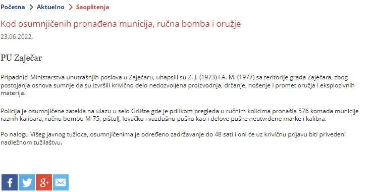 Serbia-avmp/Kod-osumnjicenih-pronadena-municija-rucna-bomba-i-oruzje