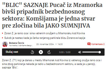 Serbia-avmp/Komsija-koji-je-pucao-na-oca-i-sina-u-Mramorku-bivsi-pripadnik-bezbednosnog-se