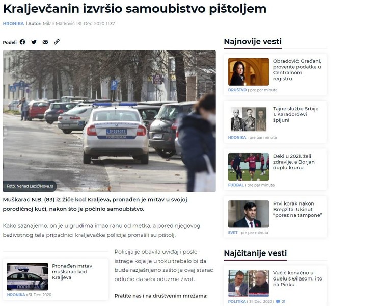 Serbia-avmp/Kraljevcanin-izvrsio-samoubistvo-pistoljem