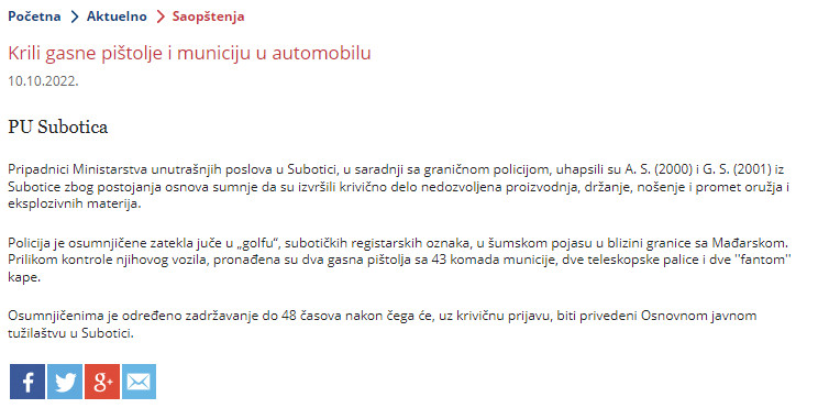 Serbia-avmp/Krili-gasne-pistole-i-municiju-u-automobilu