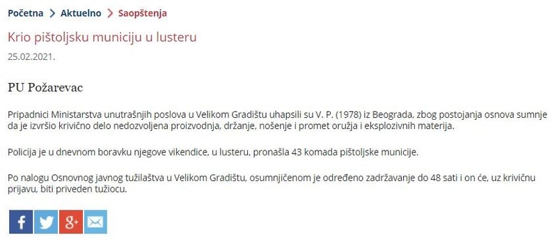 Serbia-avmp/Krio-pistoljsku-municiju-u-lusteru